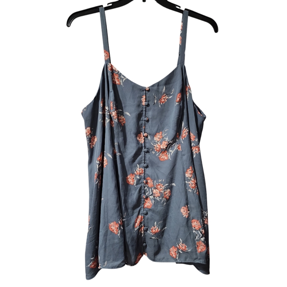 Torrid size 3 grey floral georgette button front cami